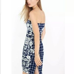 Express Strapless Floral Navy/White Dress Size 10